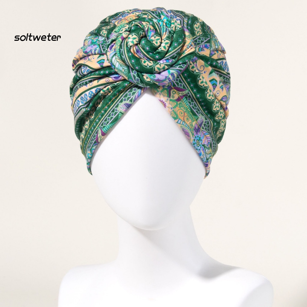 Mũ Beanie Mềm Mại Co Giãn Thoáng Khí In Họa Tiết Phong Cách Bohemia Cổ Điển Cho Nữ