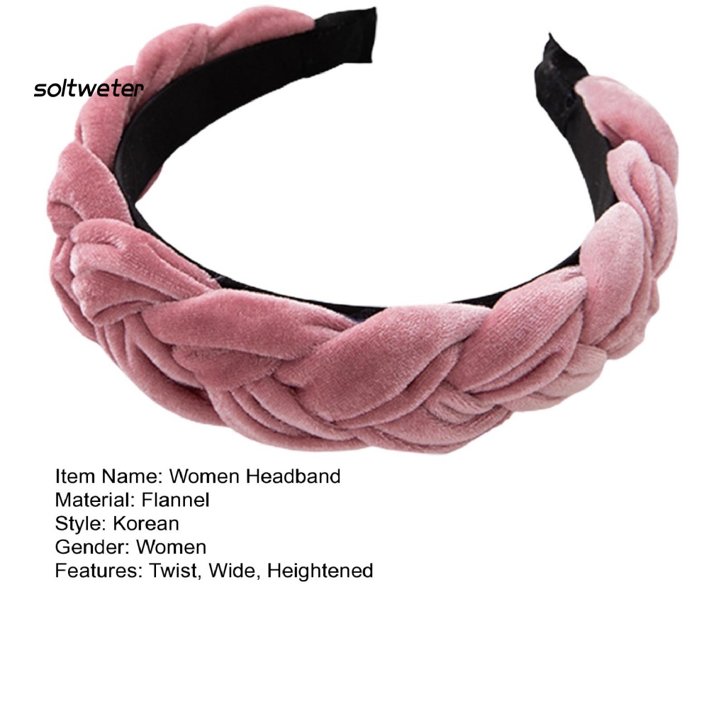 Băng Đô Cài Tóc Bằng Xốp Rộng Tăng Chiều Cao Không Trượt Màu Trơn Phong Cách Hàn Quốc Cho Nữ