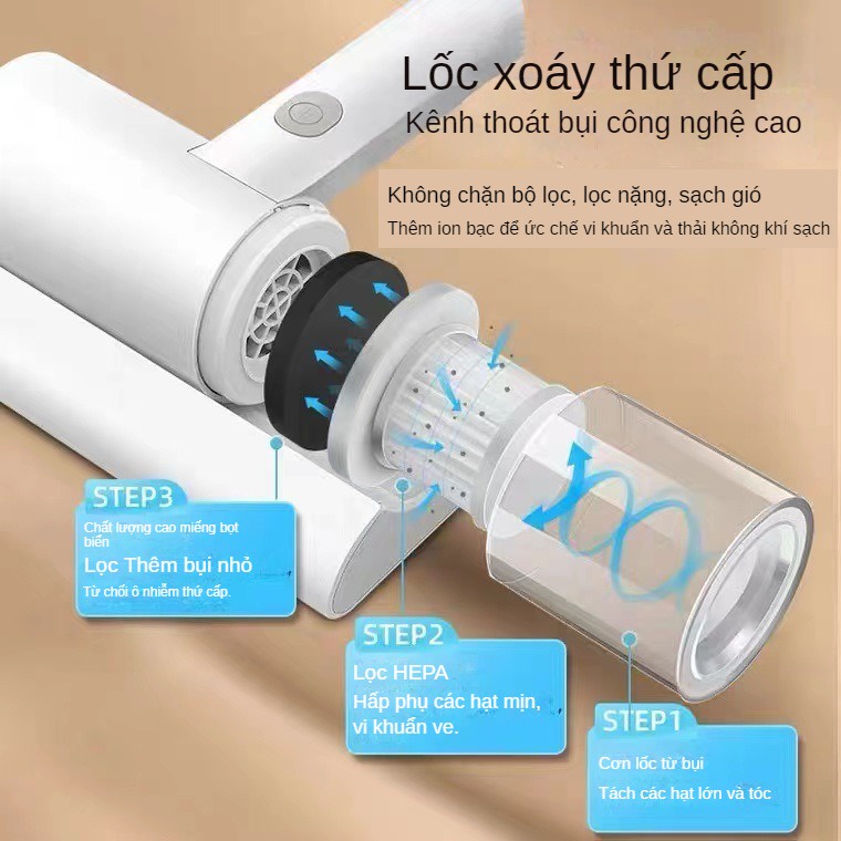 Máy hút bụi mini cầm tay gia đình - Diệt khuẩn giường nệm sofa không dây tiện lợi