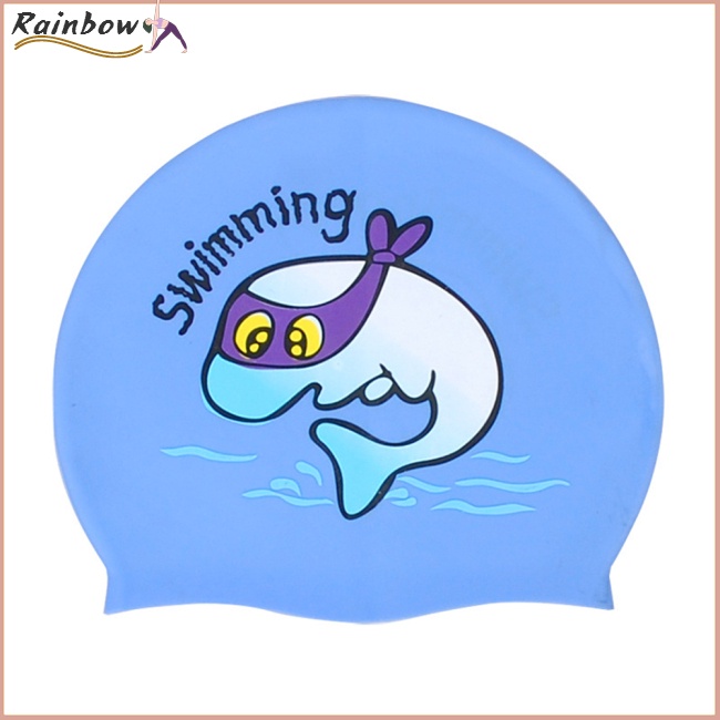 Mũ Bơi Silicon Chống Thấm Nước In Họa Tiết Hoạt Hình Cá Dễ Thương Cho Bé