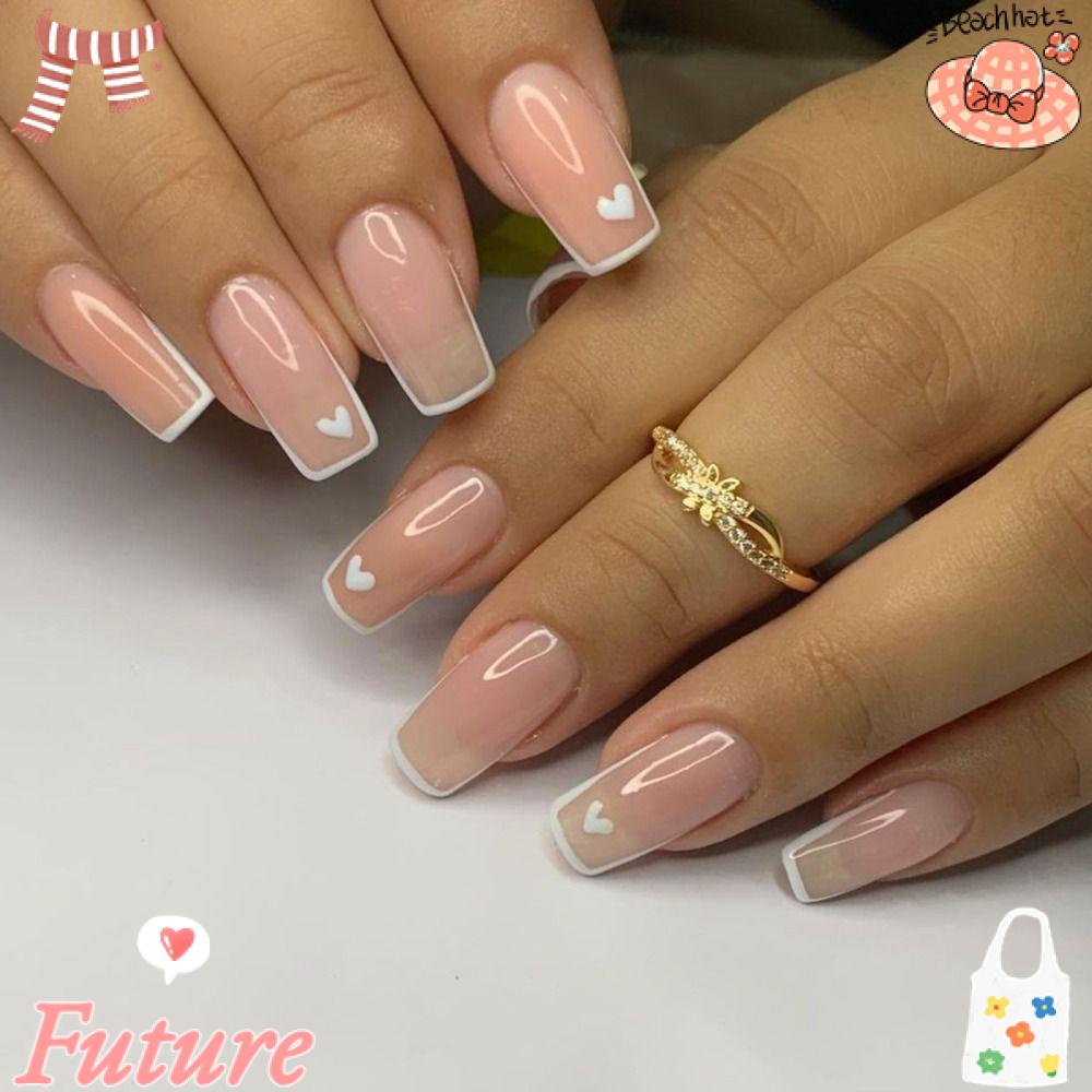 FUTURE Bộ Móng Tay Giả Múa Ba Lê Dài Chống Nước Che Phủ Toàn Diện Đầu Vuông Cho Nữ