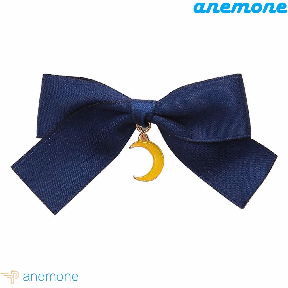 ANEMONE Kẹp Tóc Nơ Hình Mặt Trăng Sang Trọng Phong Cách Hàn Quốc
