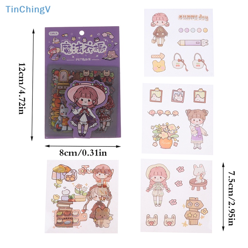 Bộ 20 Tấm Sticker Dán Trang Trí Hình Động Vật Hoạt Hình Dễ Thương