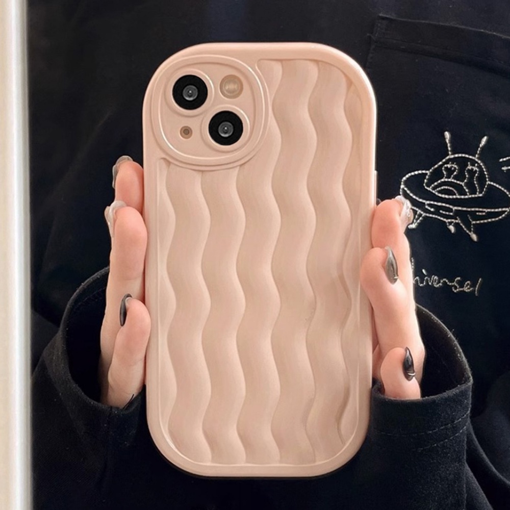 Ốp Điện Thoại TPU Mềm Chống Sốc Chống Dơ Họa Tiết Gợn Sóng Màu Trơn Đơn Giản Cho IPhone 11 12 13 14 Pro Max