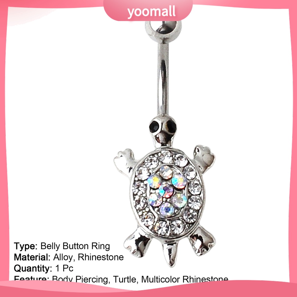 Khuyên Rốn Hình Rùa Đính Đá Nhiều Màu Dễ Thương 16G