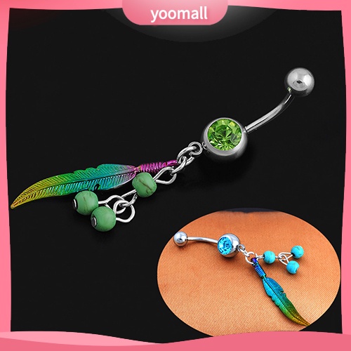 Khuyên Rốn Dạng Thanh Tạ Hình Chiếc Lá Nhiều Màu Sắc