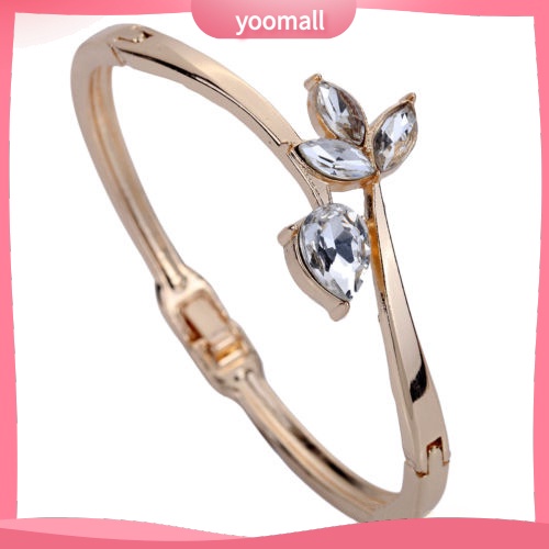 Vòng Tay Mạ Vàng Hồng Đính Đá Pha Lê Cho Nữ