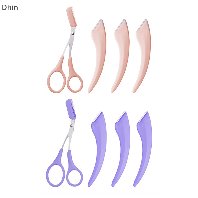 [Dhin] 1/2/3pcs Eyebrow Trimming Eyebrow Face Razor For Women Eyebrow Scissors With Comb Brow Trimmer Scraper COD