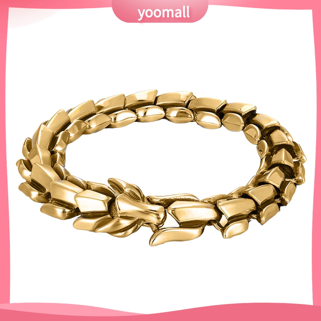 Vòng Tay Hình Đầu Rồng Phong Cách Punk Hip Hop Âu Mỹ Cá Tính Dành Cho Nam