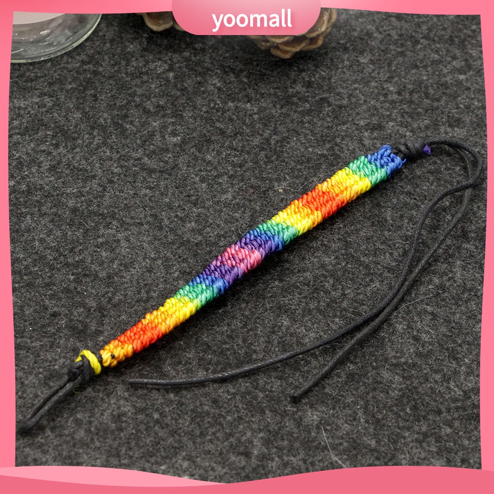 Vòng Tay Giả Da Bện Màu Cầu Vồng Phong Cách Vintage Có Thể Điều Chỉnh Kích Cỡ