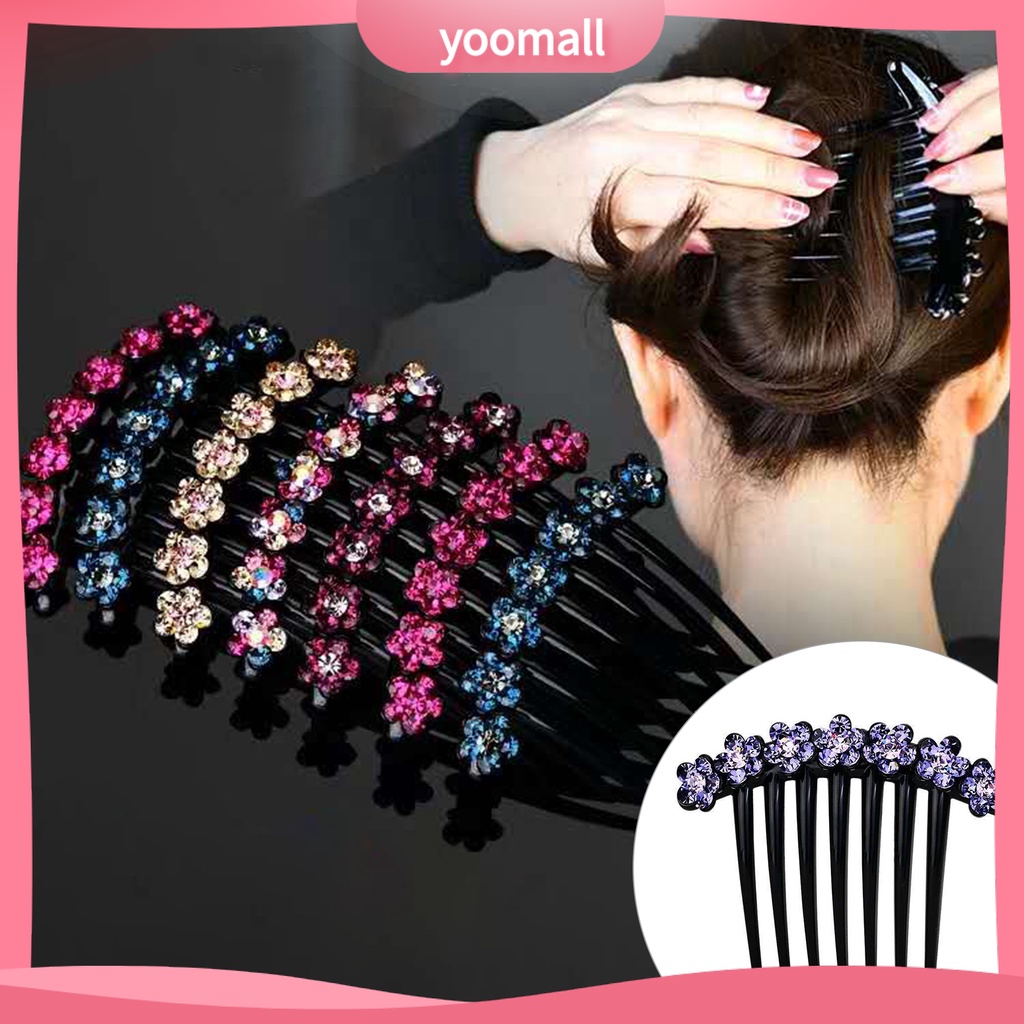 Lược Cài Tóc 7 Răng Đính Đá Chống Trượt Xinh Xắn Cho Cô Dâu