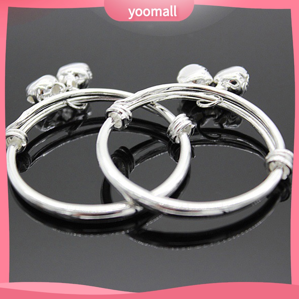 [YM] Vòng Tay Dây Đeo Cổ Tay Họa Tiết Dập Nổi Có Chuông Có Thể Điều Chỉnh