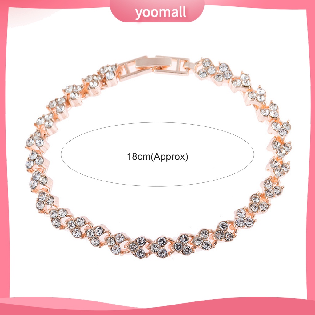 Vòng Tay Đính Pha Lê Giả Hình Trái Tim Lấp Lánh Thời Trang Cho Nữ