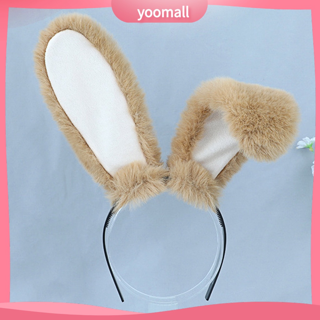 [YM] Băng Đô Tai Thỏ Bông Mềm Mại Nhiều Màu Sắc Ngọt Ngào Chống Trượt Tạo Kiểu Tóc Dùng Để Hóa Trang / Tiệc Tùng