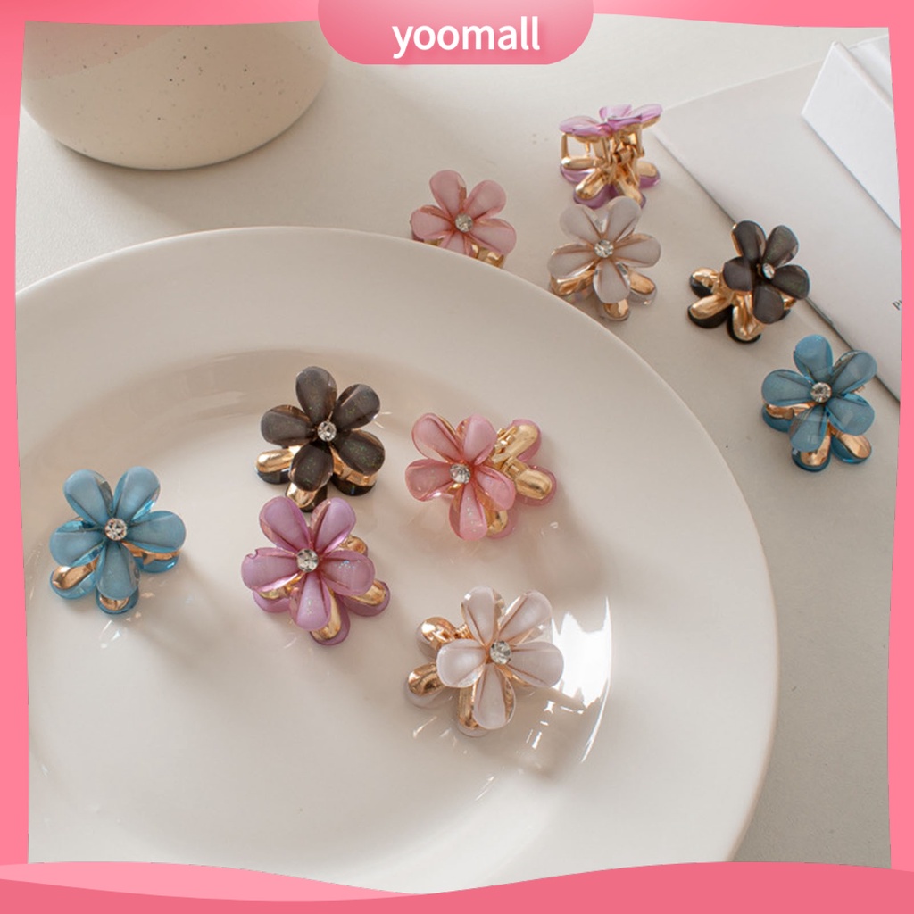 Bộ 2 Kẹp Tóc Kim Loại Hình Hoa Đính Đá Màu Sắc Tươi Sáng