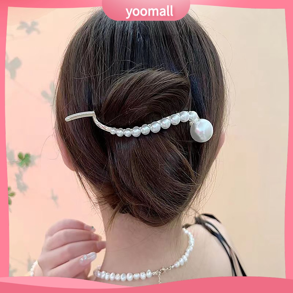 Kẹp Tóc Đính Ngọc Trai Giả Chống Trượt Thiết Kế Đơn Giản Thanh Lịch