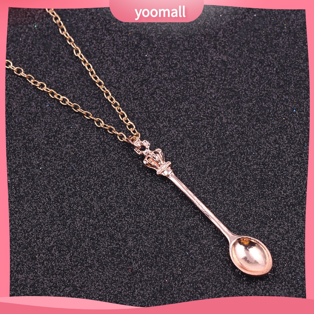 Vòng cổ Mặt Hình Muỗng Trà Và Vương Miện Mini Thời Trang Cho Nữ