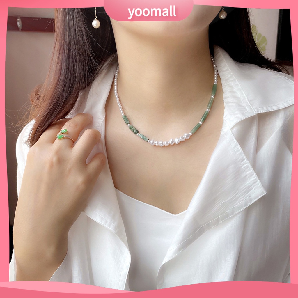 Vòng Cổ Choker Phối Hạt Đá Quý Nhân Tạo Phong Cách Bohemian Thời Trang