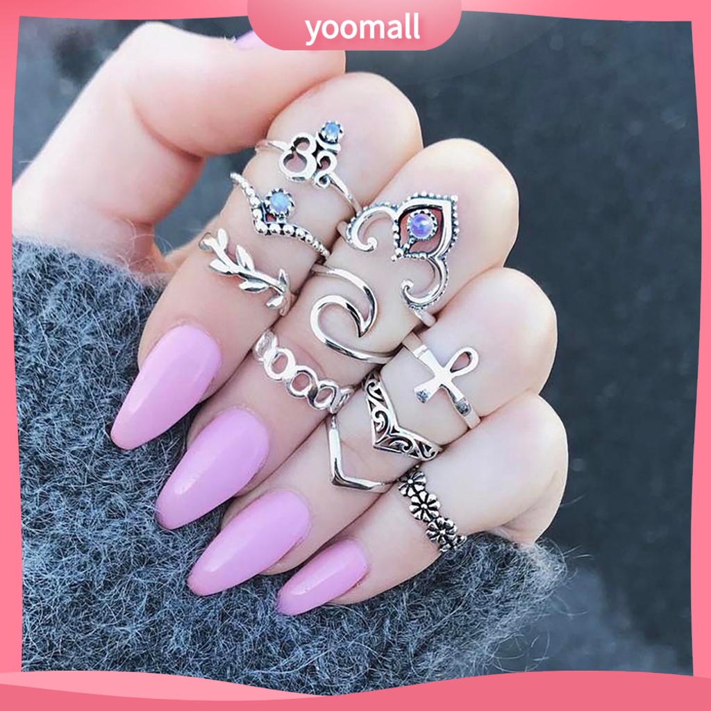 Set 10 Nhẫn Đeo Khớp Ngón Tay Phong Cách Vintage