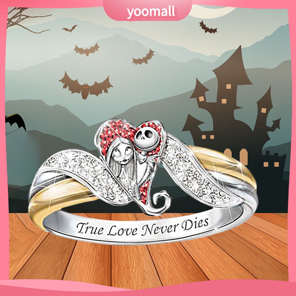 Nhẫn Hợp Kim Hai Màu Sắc Họa Tiết Trái Tim Đính Đá Kim Cương Nhân Tạo Dành Cho Nữ