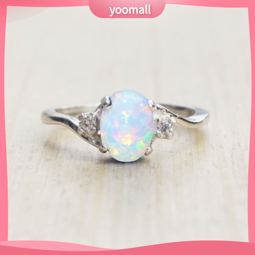 Nhẫn Đính Hôn Hợp Kim Đính Đá Opal Thanh Lịch Thời Trang Cho Nữ