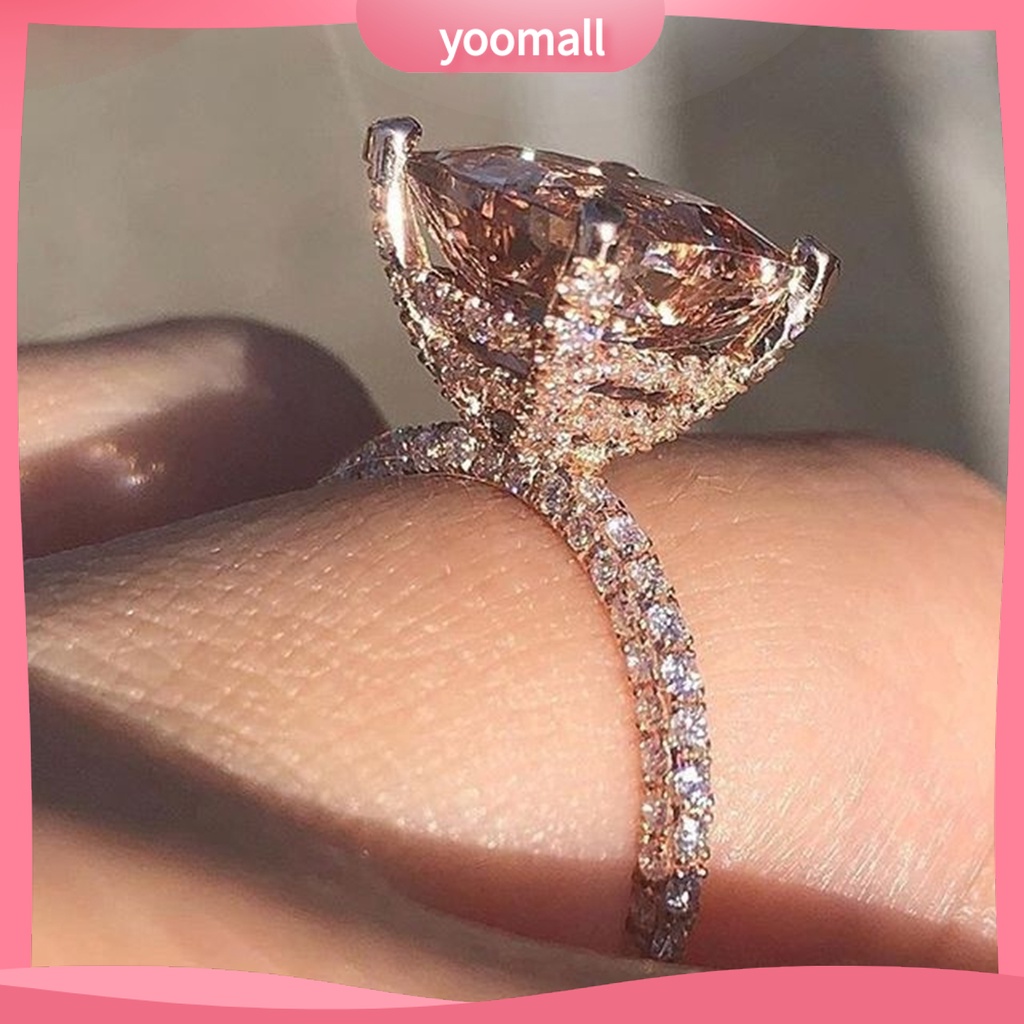 Nhẫn Cưới Mặt Vuông Đính Đá Zircon Thời Trang Dành Cho Nữ