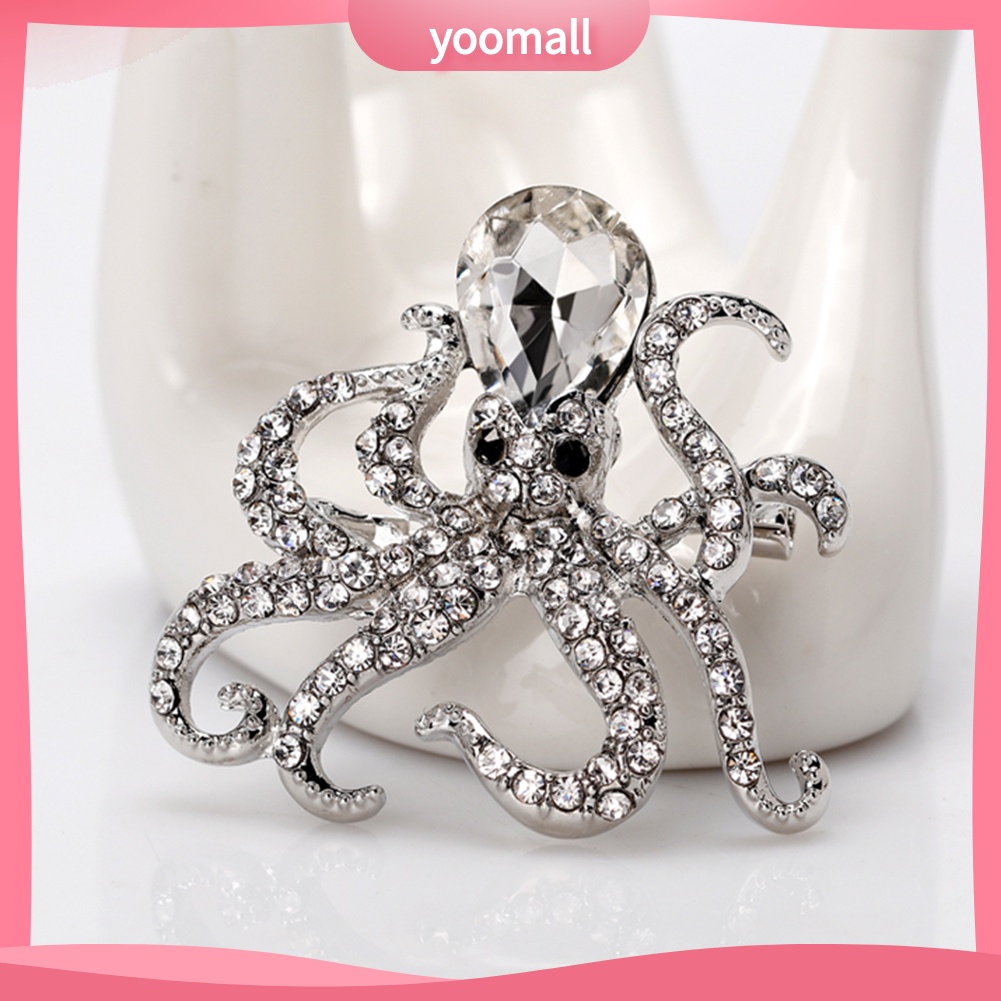 Ghim Cài Áo Hình Bạch Tuộc Đính Đá Dễ Thương