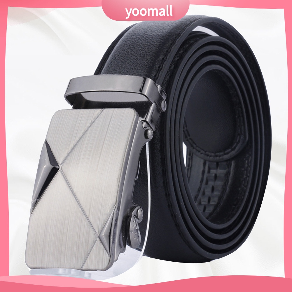 Thắt Lưng Giả Da Màu Trơn Khóa Kim Loại Thời Trang Cho Nam