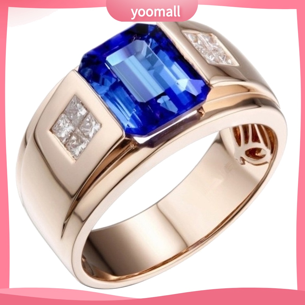 Nhẫn Mặt Vuông Đính Đá Thời Trang Dành Cho Nam