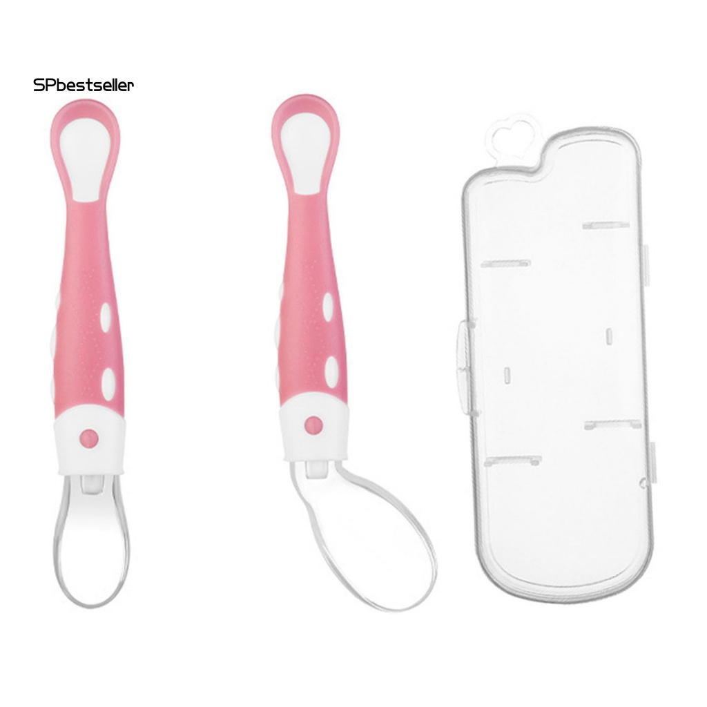 1 Bộ Muỗng Silicone Cho Bé Tập Ăn Thiết Kế Nhỏ Gọn Linh Hoạt