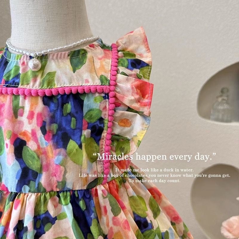 Đầm Hoa Nhỏ Không Tay Thời Trang Mùa Hè 2023 Phong Cách Mới Cho Bé Gái