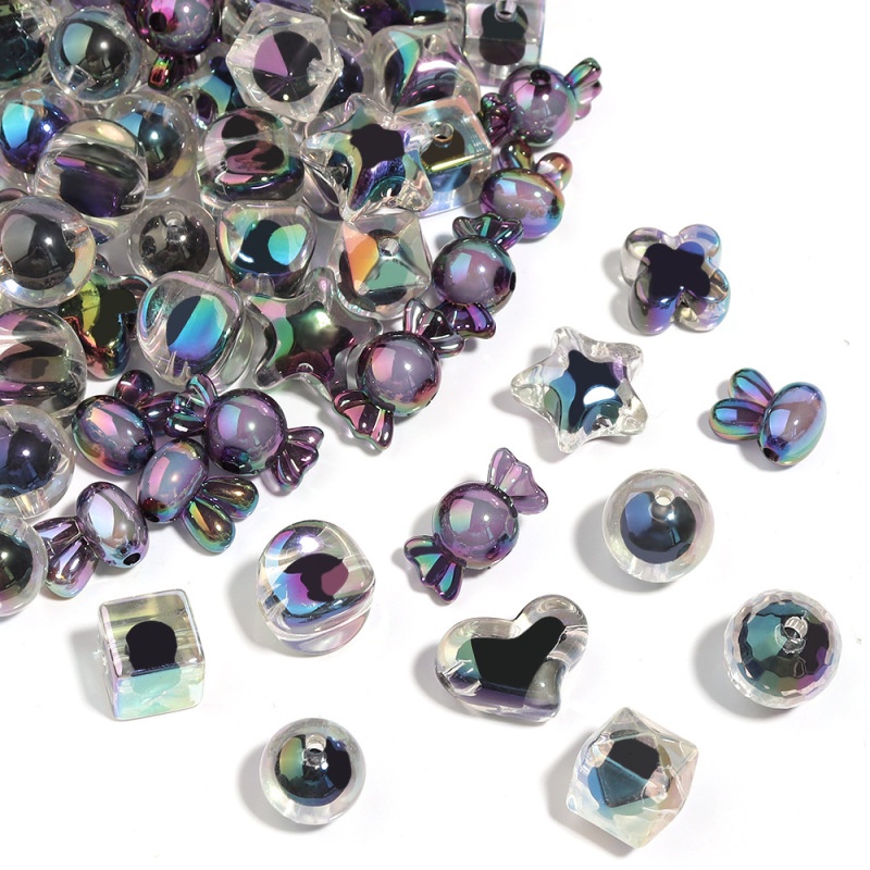 Set 10 Chuỗi Hạt Acrylic Màu Đen Dùng Làm Trang Sức DIY