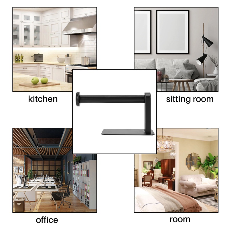 Giá Đỡ Cuộn Giấy Vệ Sinh Tự Dính Không Cần Khoan Lỗ Bằng Thép Không Gỉ Màu Đen Tiện Lợi Dành Cho Phòng Tắm / Nhà Bếp