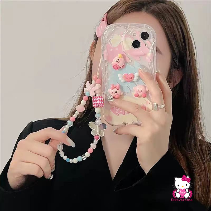 Ốp Điện Thoại Viền Cong Hình Búp Bê Kirby 3D Cho IPhone 11 14 13 12 Pro Max 7Plus XR XS X Max 7 6s 6 8 Plus SE 2020