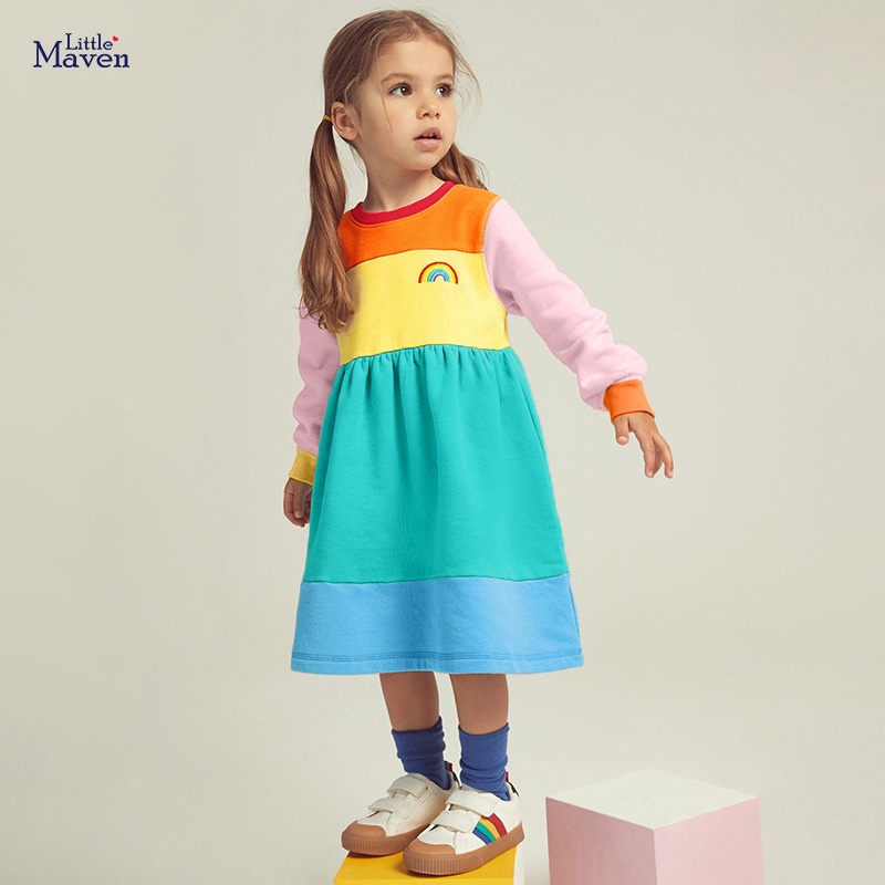 Đầm Cotton Thuần Khiết Dài Tay Thêu Hình Dễ Thương Phong Cách Âu Mỹ Mùa Thu Dành Cho Bé Gái