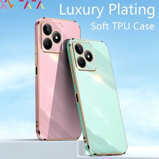 Ốp Điện Thoại Silicon Chống Sốc Viền Vuông Mạ Vàng Sang Trọng Cho Realme 11 Pro + C53 C55 GT Neo 5 SE