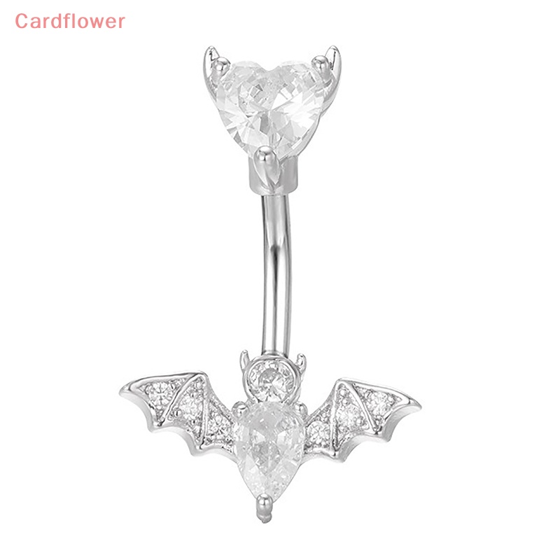 Khuyên Rốn Bằng Thép Không Gỉ Hình Dơi Đính Đá Zircon Màu Bạc Quyến Rũ Thời Trang Cho Nữ