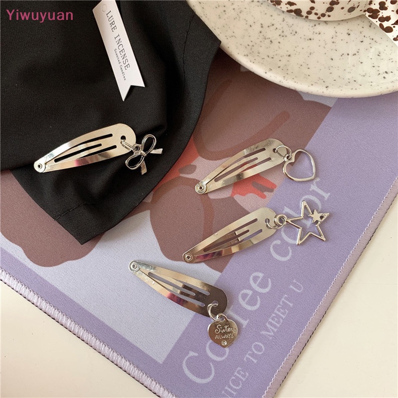 2 Kẹp Tóc Kim Loại Đính Hạt Ngọt Ngào Mới