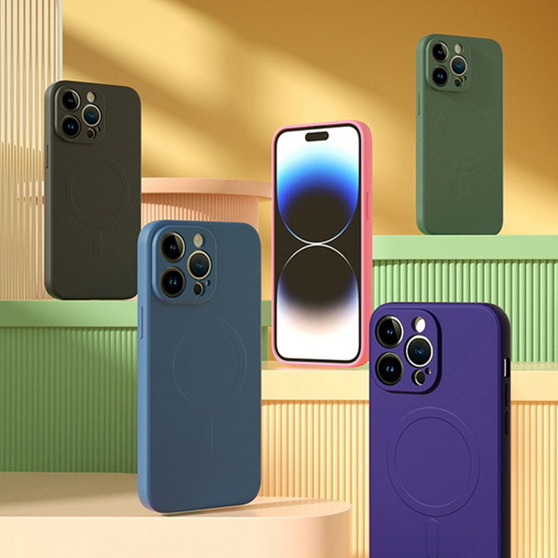 Ốp Điện Thoại Silicon Mềm Nhám Hít Nam Châm Chống Sốc Không Vân Tay Cho iPhone 14 Plus 13 12 11 Pro Max