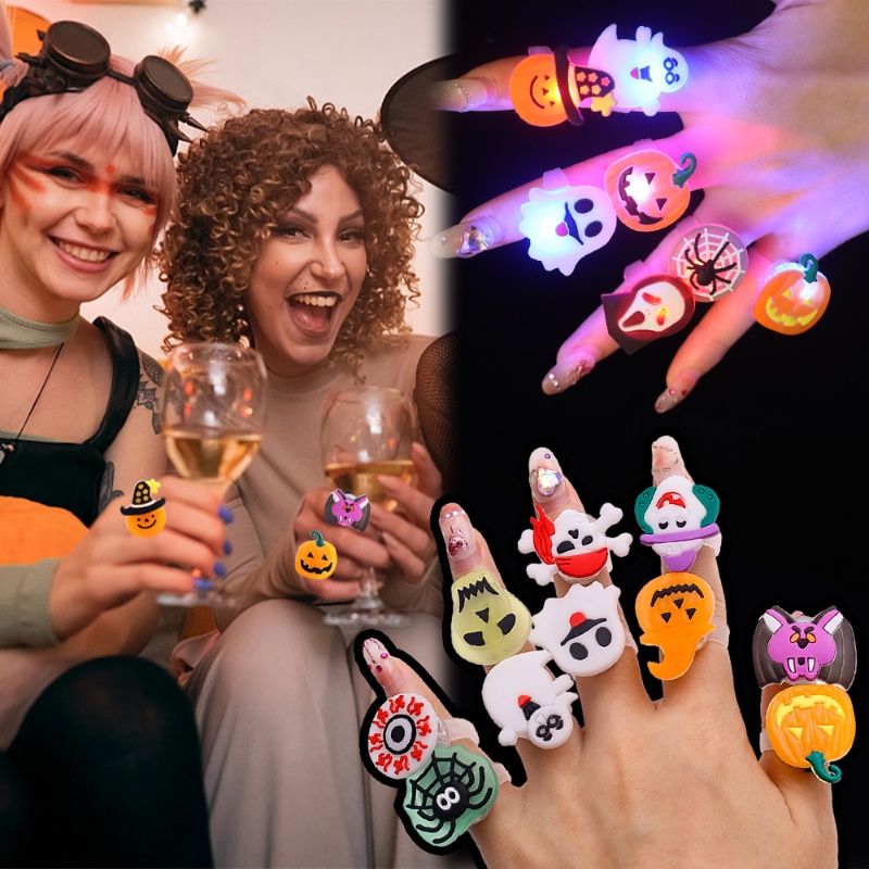 Nhẫn Resin Hình Ma / Bí Ngô Phát Sáng Vui Nhộn Cho Bé Dịp Giáng Sinh / Halloween