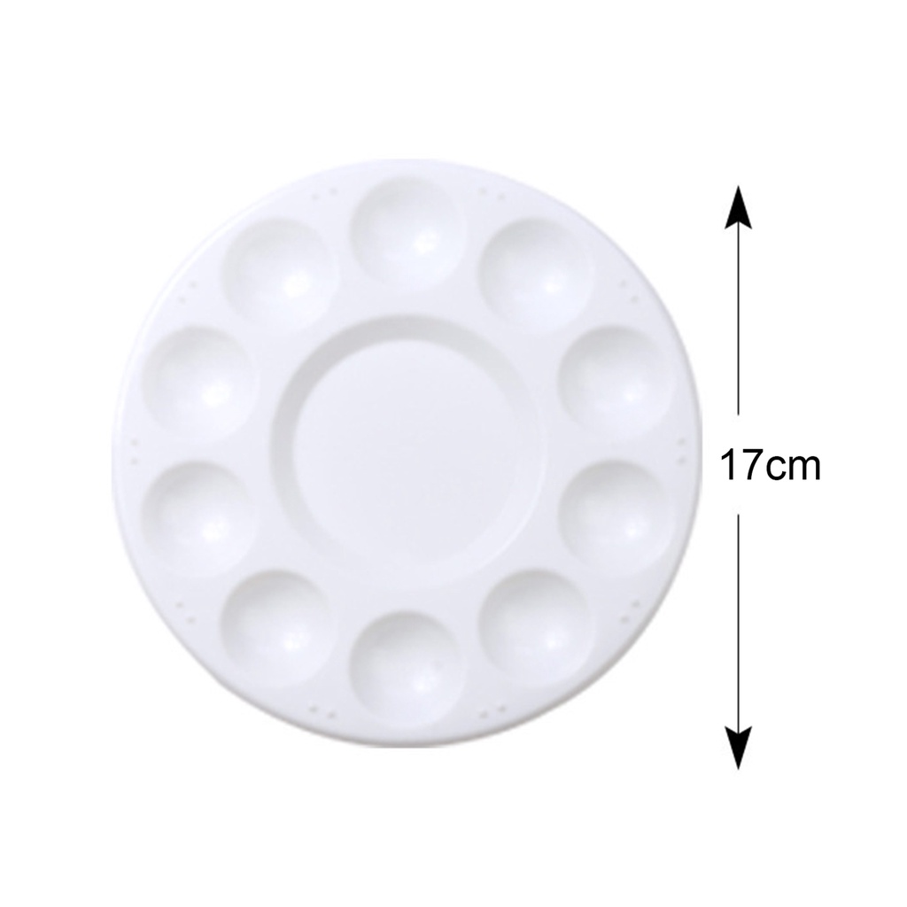 Khay Nhựa Tròn 17cm 10 Lỗ Đựng Phấn Màu Trắng Trơn Mịn Cho Học Sinh