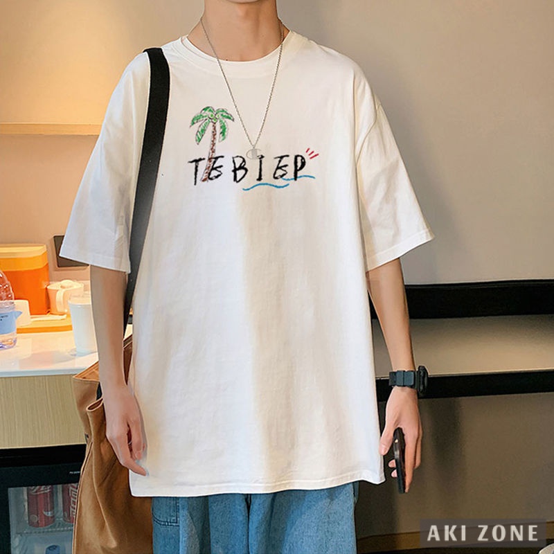 Áo Thun Tay Ngắn Dáng Rộng Chất Liệu Cotton Phong Cách Âu Mỹ Thời Trang Cho Nam