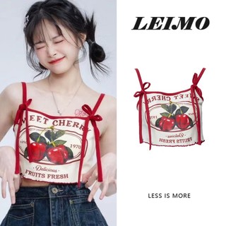 Áo hai dây cột dây in họa tiết cherry dễ thương thời trang cho nữ