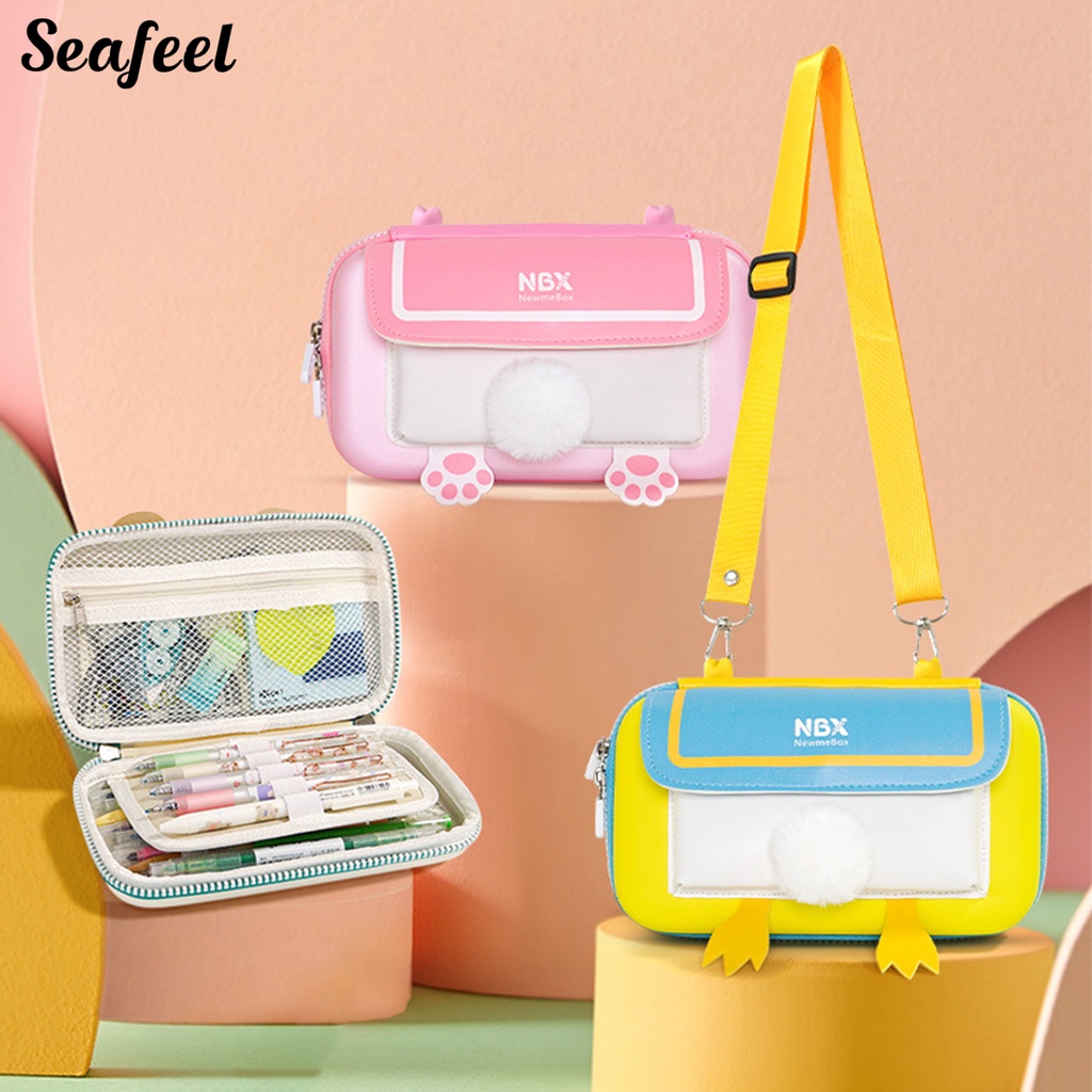 Bóp Viết Da Nhiều Ngăn Có Khóa Kéo In Hình Dễ Thương