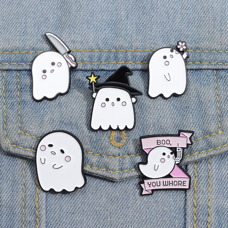 Phim hoạt hình dễ thương ma quái boo ghim men vui nhộn bí ngô ma ghim trâm cài áo phù hiệu trang sức halloween quà tặng cho bạn bè