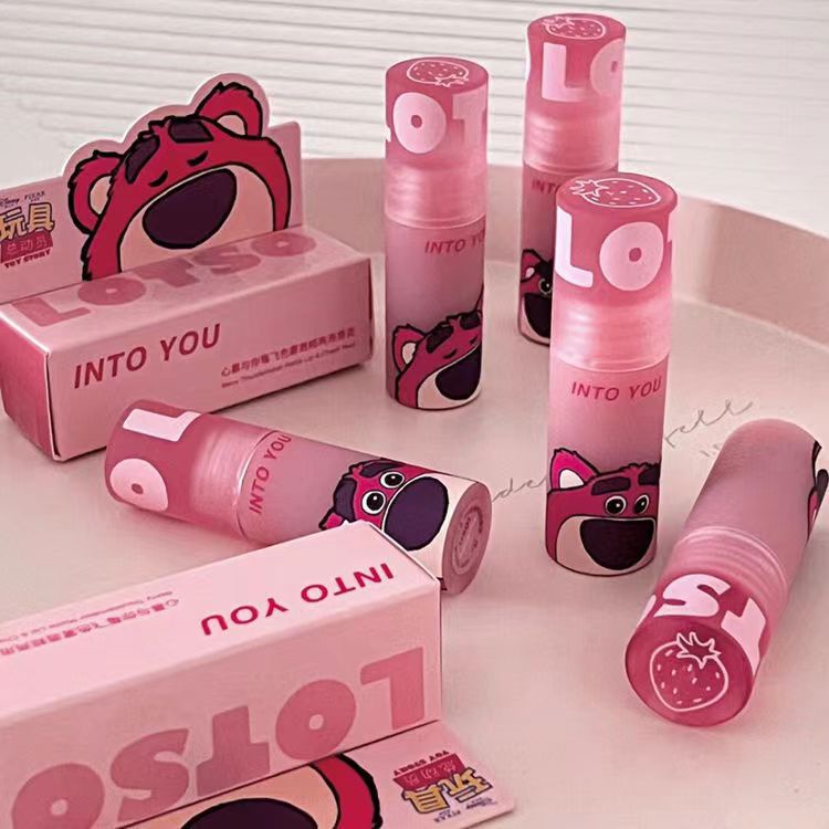 Son Môi Chất Lì Mềm Mượt Như Nhung Thiết Kế Vỏ Hình Gấu Dâu Tây Xinh Xắn