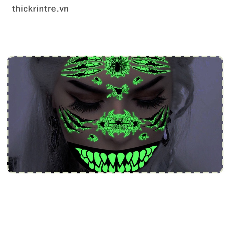 Miếng Dán Hình Xăm Dạ Quang Họa Tiết Đầu Lâu Độc Đáo Cho Ngày Halloween