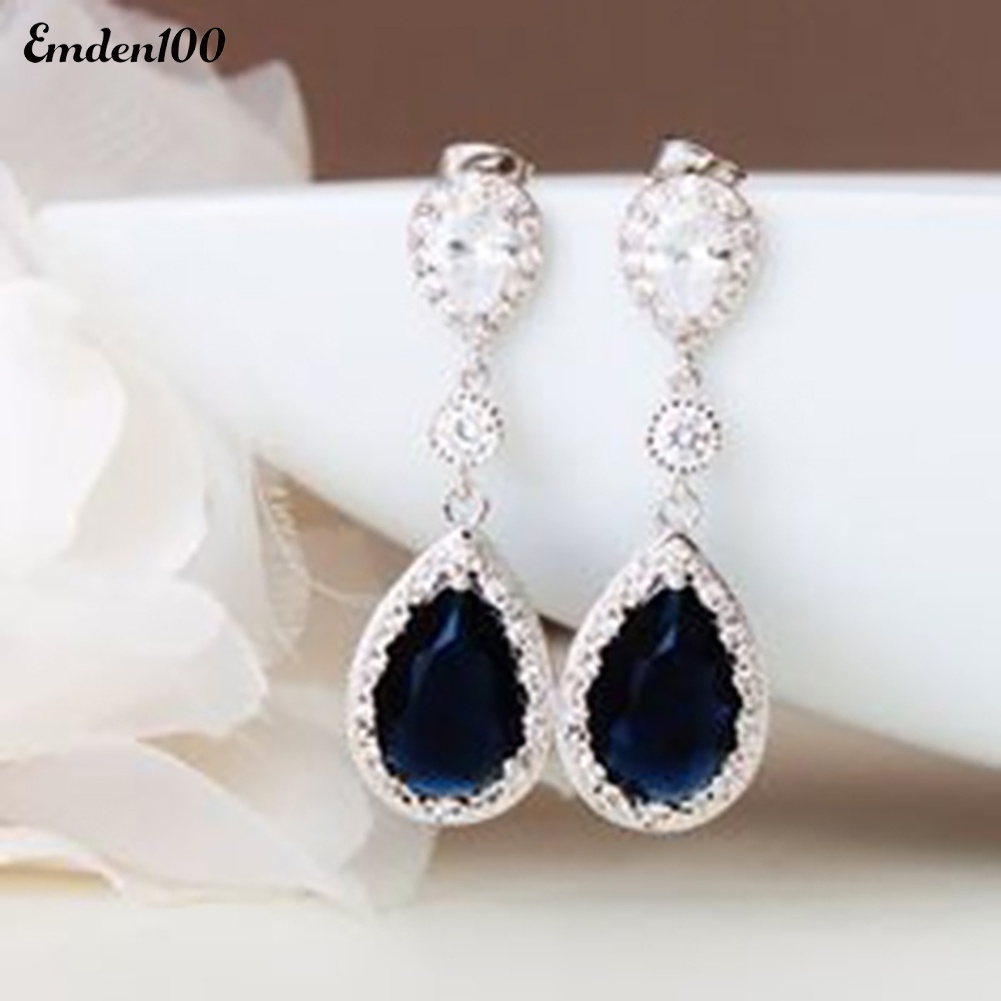 Đôi Khuyên Tai Giọt Nước Đính Đá Thời Trang Cho Nữ