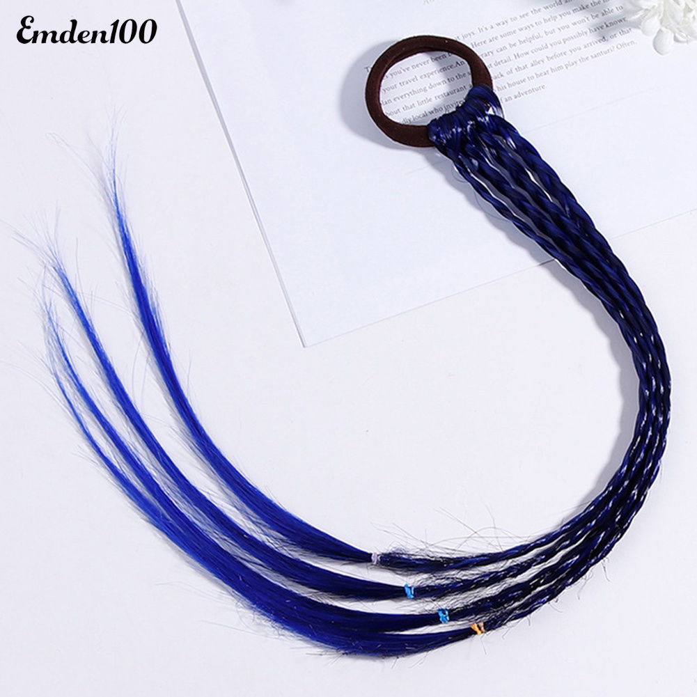 Dây Cột Tóc Đuôi Ngựa Giả Bện Sợi Dài Co Giãn Cho Bé Gái