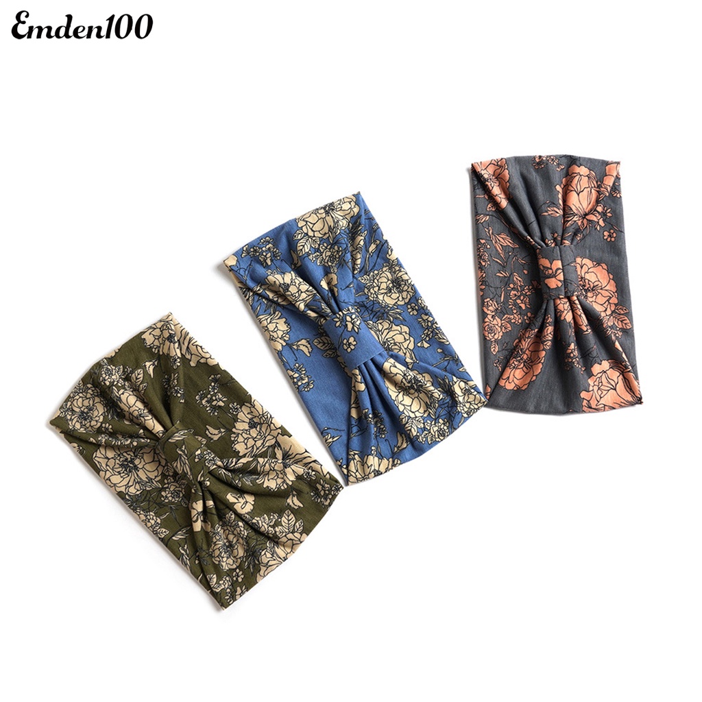 Băng Đô Bandana Bản Rộng Co Giãn Thấm Hút Mồ Hôi In Họa Tiết Thời Trang Cho Nữ